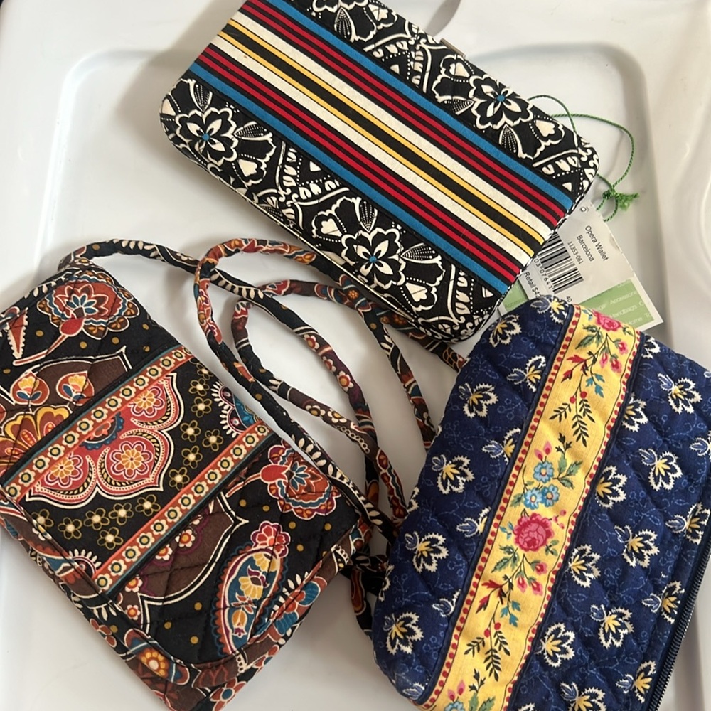 3 Vera Bradley items: Opera Wallet/Makeup/Wallet w/ removable strap